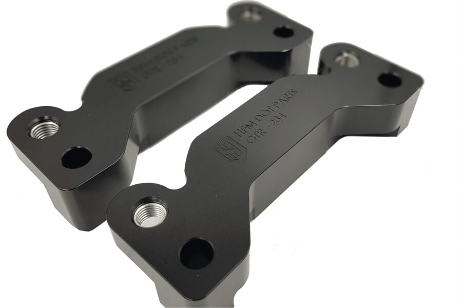 HFM.Parts 340mm rear Brembo caliper adaptor close-up