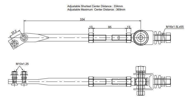 Hardrace Front Tension/Caster Rod – Toyota Corolla Levin / Sprinter Trueno AE86 (6583) – Pillow Ball