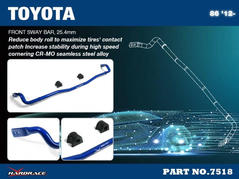 Hardrace Front Sway Bar – Toyota 86 ZN6 / first generation / Subaru BRZ ZC6 / first generation (7518) – 7518