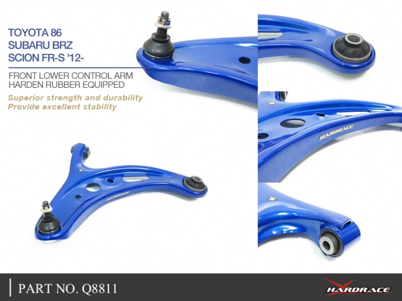 Hardrace Front Lower Control Arm – Toyota 86 ZN6 / first generation / Subaru BRZ ZC6 / first generation (8811) – Hardened Rubber