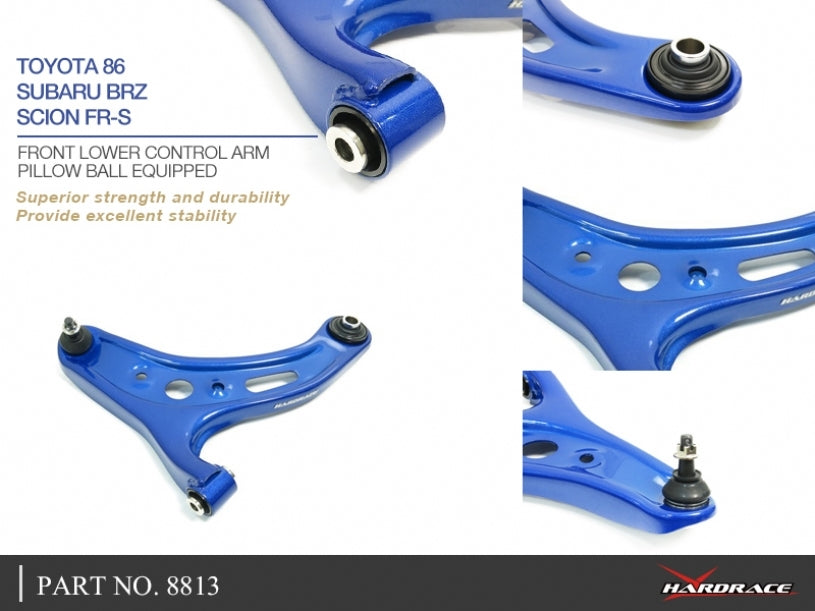 Hardrace Front Lower Control Arm 2PCS/Set – Toyota 86 ZN6 / first generation / Subaru BRZ ZC6 / first generation (8813) – Pillow Ball