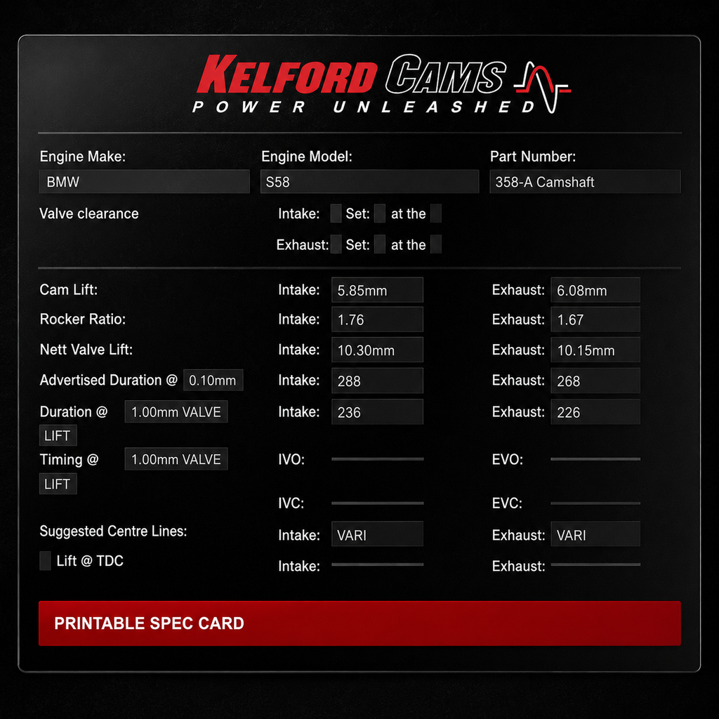 Kelford Performance Camshaft BMW M Series S58 288/268 | Stage 1 — detail image 2