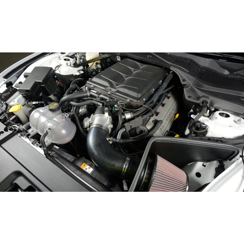 Harrop Ford Mustang GT cold air intake installed with supercharger