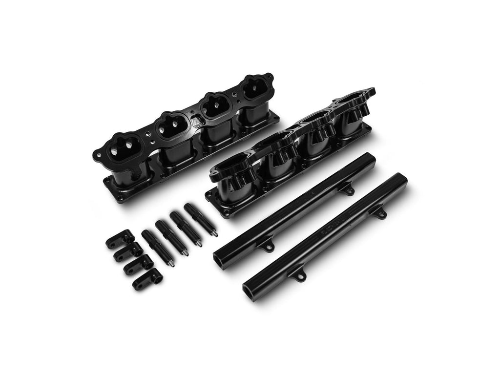 Plazmaman Gen 3 Coyote 16-injector runner upgrade kit photographed in Stealth Black finish