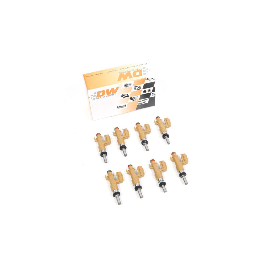Set of eight DeatschWerks 62 lb per hour injectors for Tundra LC200 and LX570