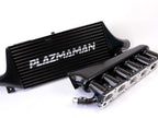 Plazmaman RB26 six injector billet manifold; photographed finish and throttle configuration are examples