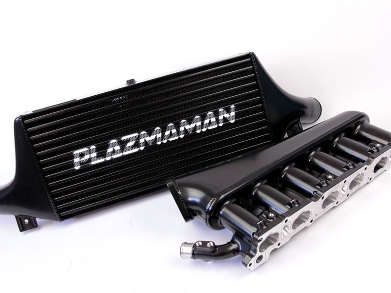 Plazmaman RB26 six injector billet manifold; photographed finish and throttle configuration are examples