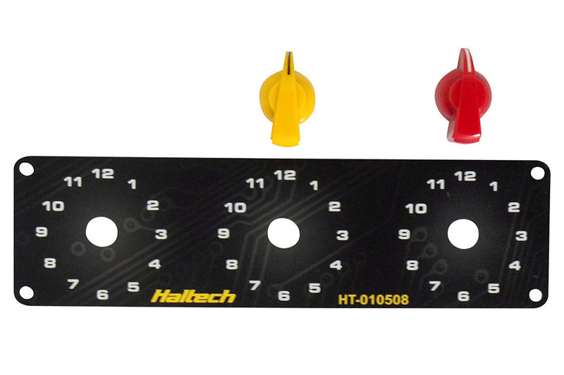 Haltech Triple Switch Panel Only - includes Yellow & Red knobs - HT-010508 - official image 2