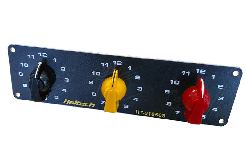 Haltech Triple Switch Panel Only - includes Yellow & Red knobs - HT-010508 - official image 4