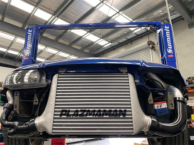Plazmaman LS style Commodore 500 by 400 by 100 mm intercooler; finish and outlets vary