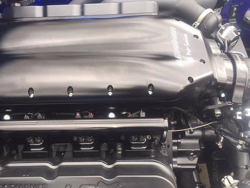 LS7 billet inlet manifold; photographed finish, dome and injector options vary