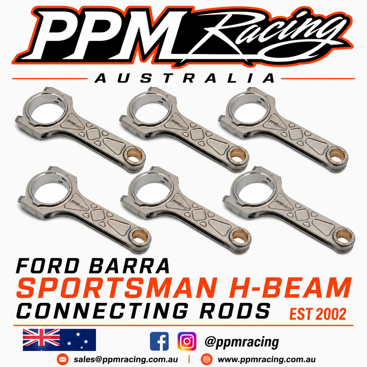 PPM Ford Barra Sportsman H-Beam Connecting Rods