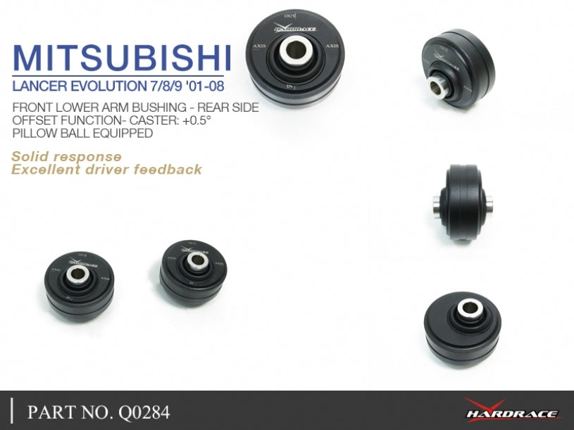 Hardrace Offset Front Lower Control Arm Bushing Rear Side – Mitsubishi Lancer Evolution Evo 7–9 / Mitsubishi Lancer Evolution Evo 7–8 (Q0284) – Pillow Ball