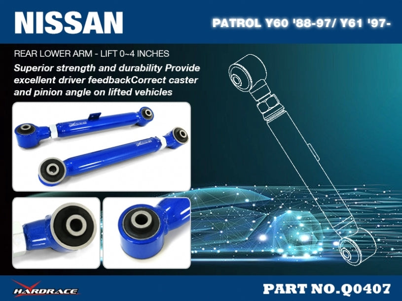 Hardrace Rear Upper Arm Lift 0~4INCHES – Nissan Patrol GQ / Y60 / Nissan Patrol GU / Y61 (Q0407) – Q0407