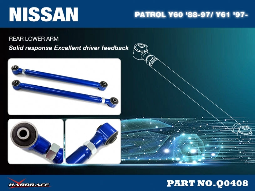 Hardrace Rear Lower Arm Lift 0~4 Inches – Nissan Patrol GQ / Y60 / Nissan Patrol GU / Y61 (Q0408) – Q0408