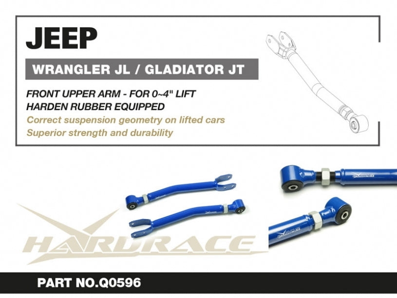 Hardrace Adjustable Front Upper Arms V2 – Jeep Wrangler / Jeep Gladiator (Q0596) – Q0596