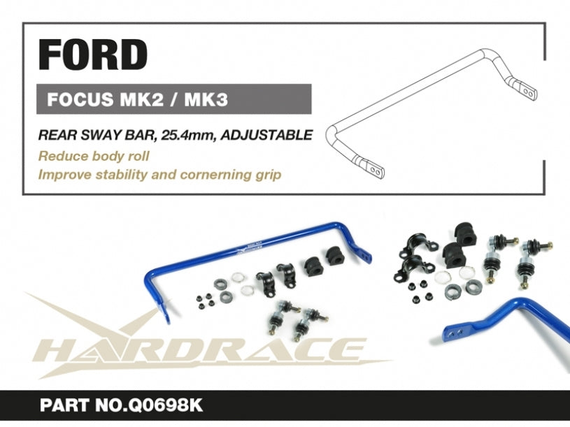 Hardrace Rear Sway Bar Full Kit – Ford Focus XR5 Mk2 (2006–2011) / Ford Focus Mk3 (Q0698K) – Default Title