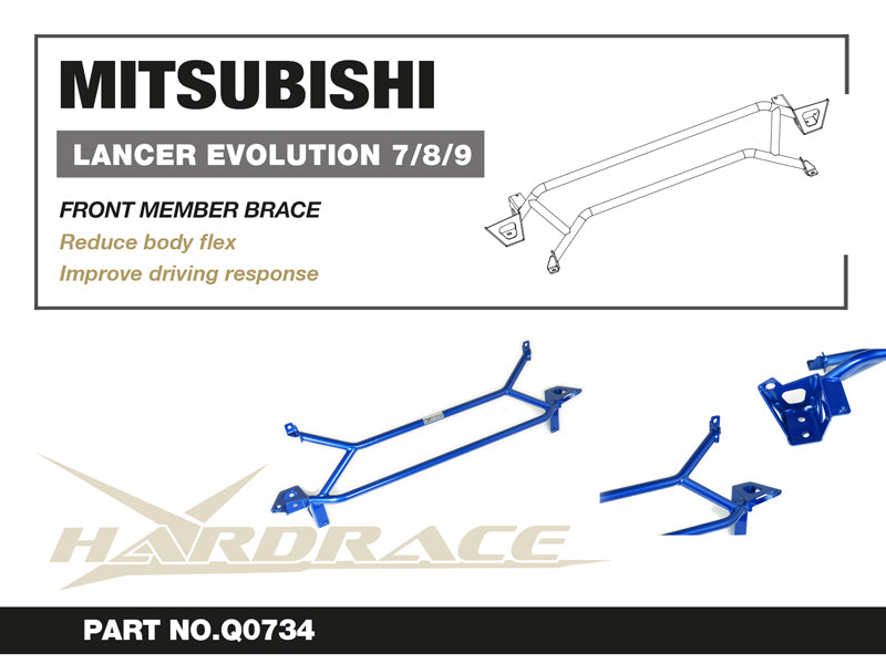 Hardrace Front Member Brace (Black) – Mitsubishi Lancer Evolution Evo 7–9 / Mitsubishi Lancer Evolution Evo 7–8 (Q0734-BLK) – Q0734-BLK