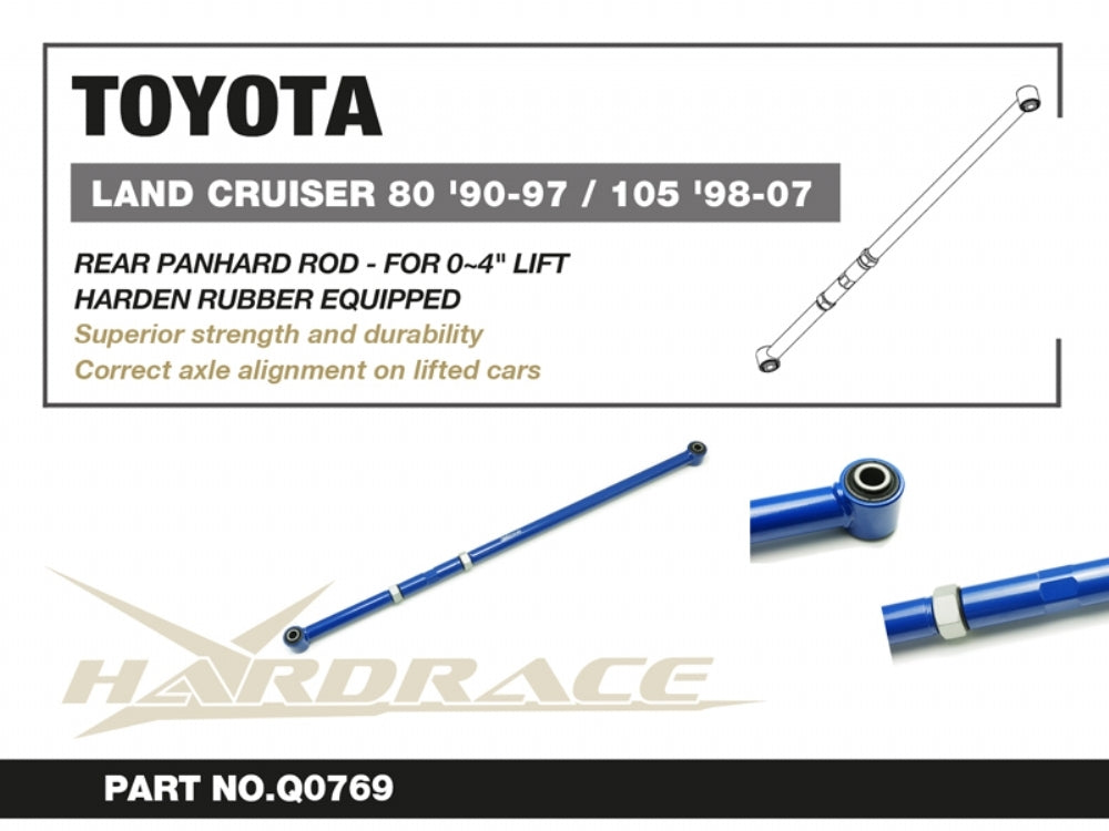 Hardrace Rear Panhard Rod - For 0-4" Lift – Toyota LandCruiser 80 Series (Q0769) – Default Title