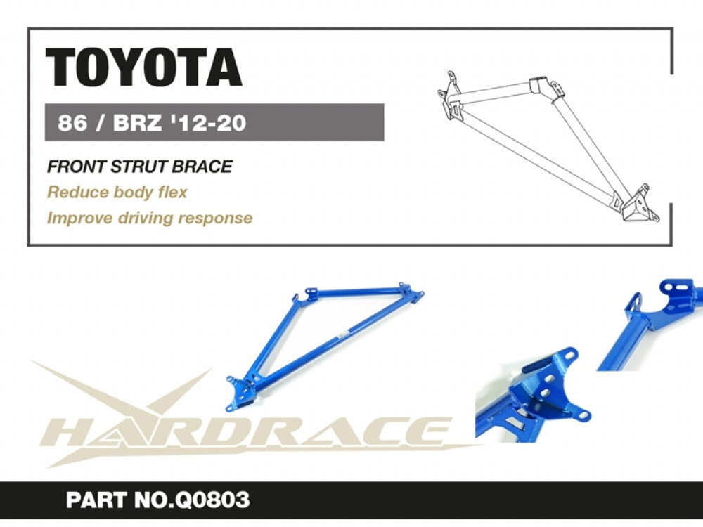 Hardrace Front Strut Brace – Toyota 86 ZN6 / first generation / Subaru BRZ ZC6 / first generation (Q0803) – Q0803