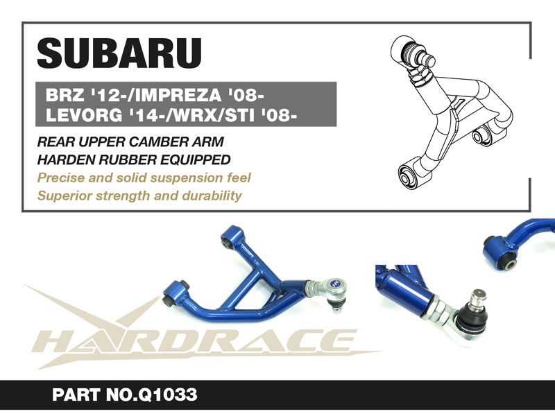 Hardrace Rear Upper Camber Arm – Toyota ZN6 / first generation, ZC6 / first generation, ZD8 / second generation (Q1033) – Hardened Rubber