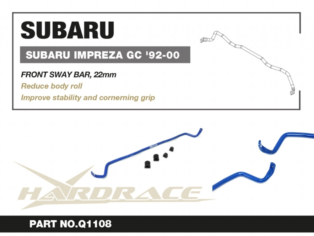 Hardrace Front Sway Bar – Subaru Impreza WRX MY93–96, MY97–98, MY99–00 (Q1108) – Q1108