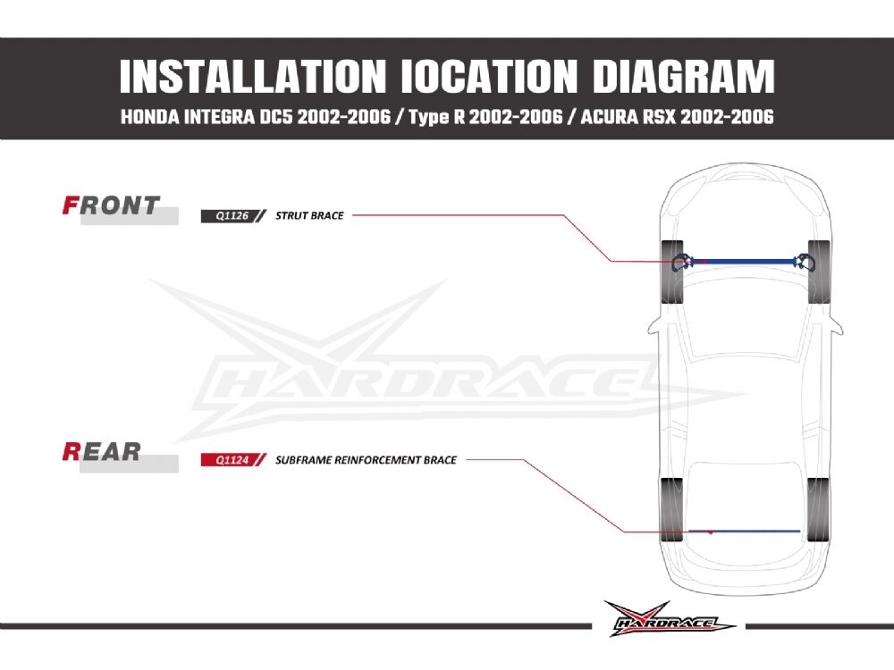 Hardrace Front Strut Brace – Honda Integra / RSX DC5 (2002–2006) (Q1126) – Default Title