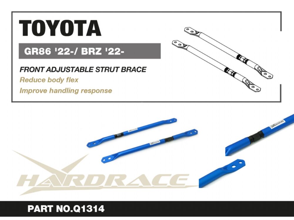 Hardrace Front Adjustable Strut Brace – Toyota GR86 ZN8 / second generation / Subaru BRZ ZD8 / second generation (Q1314) – Default Title