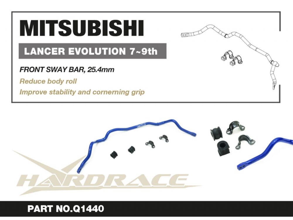 Hardrace 25.4MM Front Sway Bar – Mitsubishi Lancer Evolution Evo 7–9 / Mitsubishi Lancer Evolution Evo 7–8 (Q1440) – Q1440