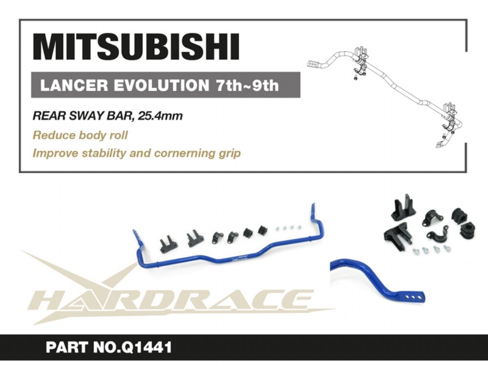 Hardrace 25.4MM Rear Sway Bar – Mitsubishi Lancer Evolution Evo 7–9 / Mitsubishi Lancer Evolution Evo 7–8 (Q1441) – Q1441
