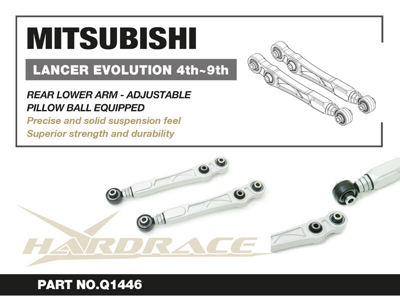 Hardrace Rear Adjustable Lower Billet Control Arm Black – Mitsubishi Lancer Evolution Evo 4–6, Evo 7–9, Evo 7–8 (Q1446-BLK) – Q1446-BLK