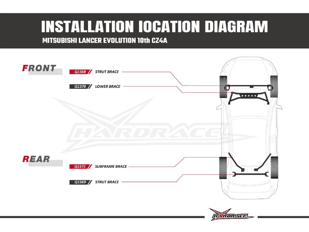 Hardrace Front Lower Brace – Mitsubishi Lancer Evolution Evo X / 10 (Q1570) – Q1570