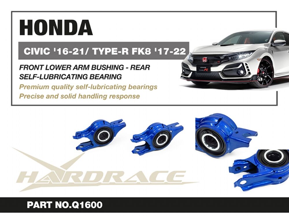 Hardrace Front Lower Compliance Bushing Kit – Honda Civic Type R FK8 (2017–2021) (Q1600) – Default Title