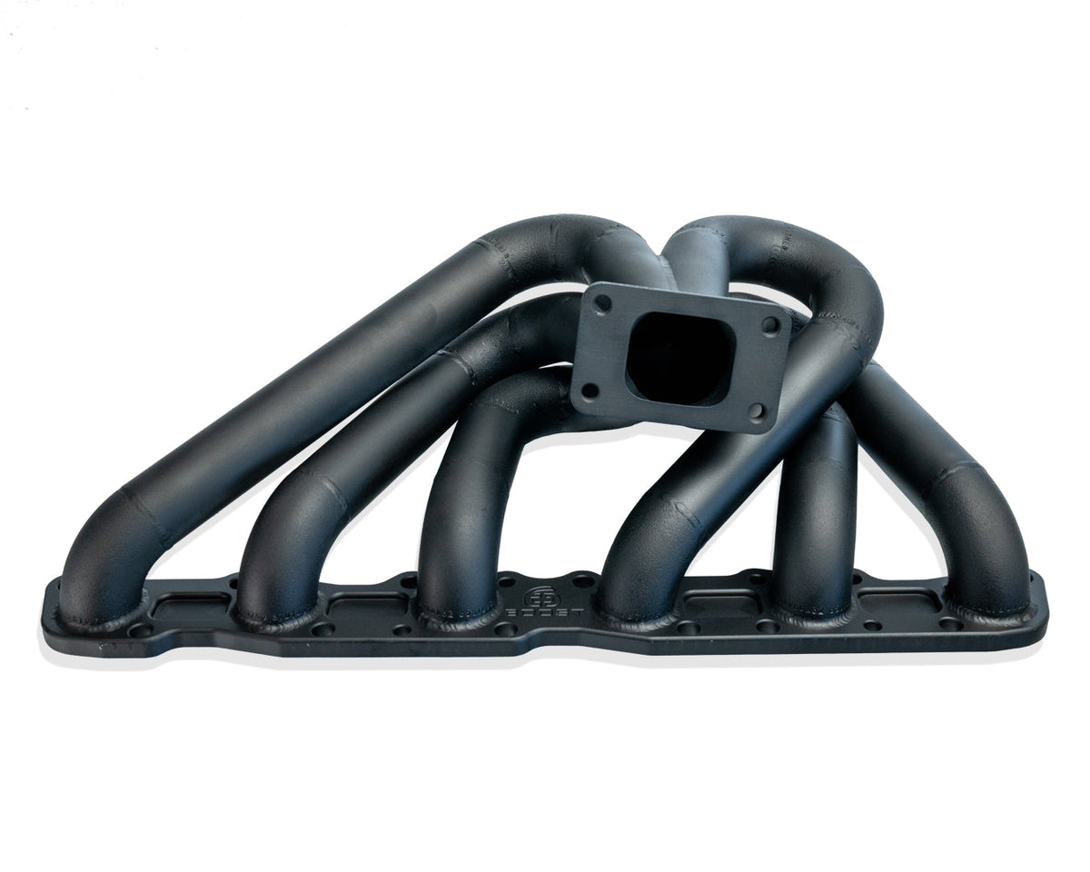 6Boost Nissan RB20/25 turbo exhaust manifold — representative configurations; exact build varies by selected flange and options