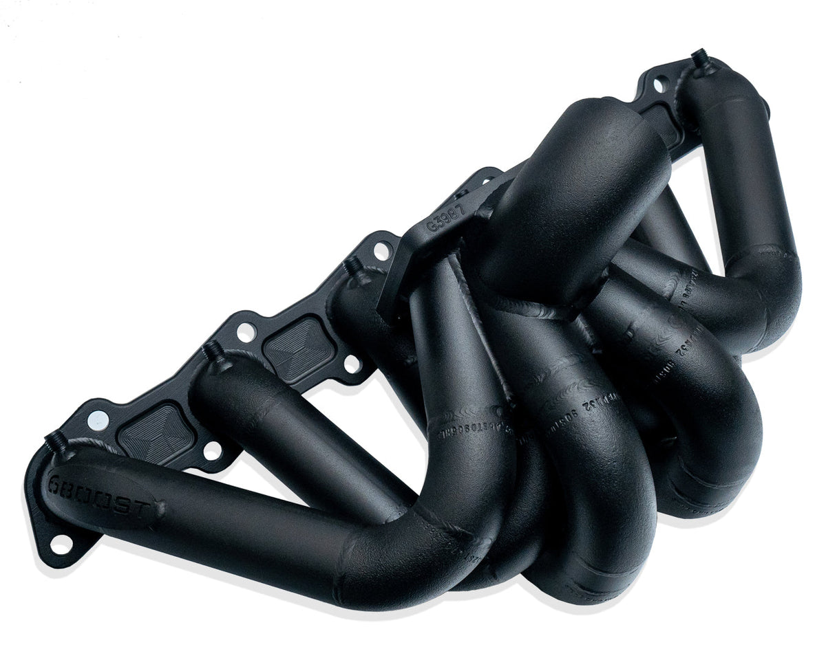 6Boost Nissan RB30 SOHC turbo exhaust manifold — representative configurations; exact build varies by selected flange and options