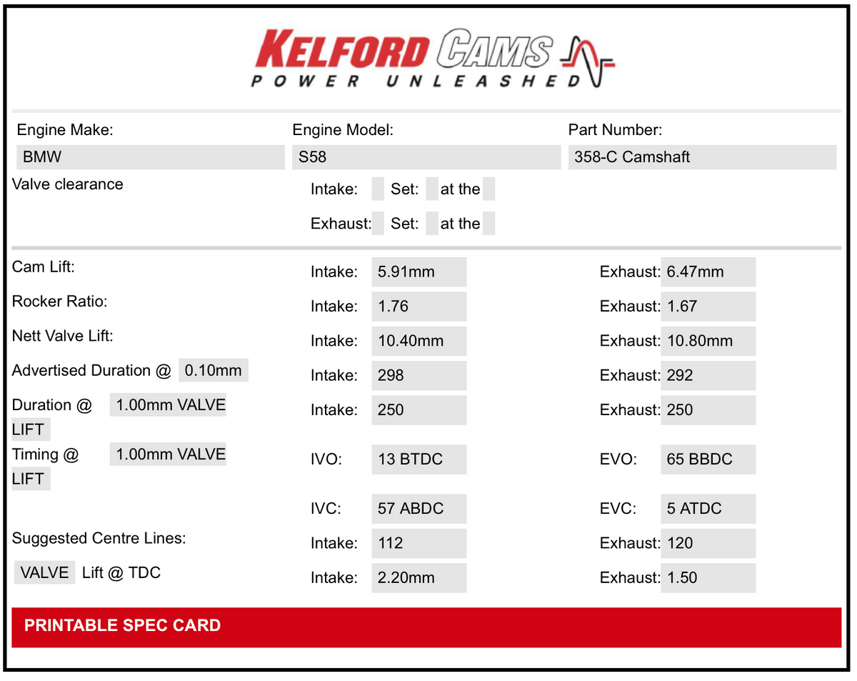 Kelford Performance Camshaft BMW M Series S58 288/268 | Stage 3 - image 2