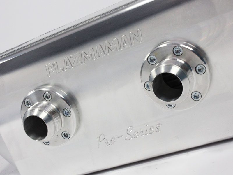 Plazmaman 1000 hp Pro Series water-to-air intercooler; tank and fitting configurations vary
