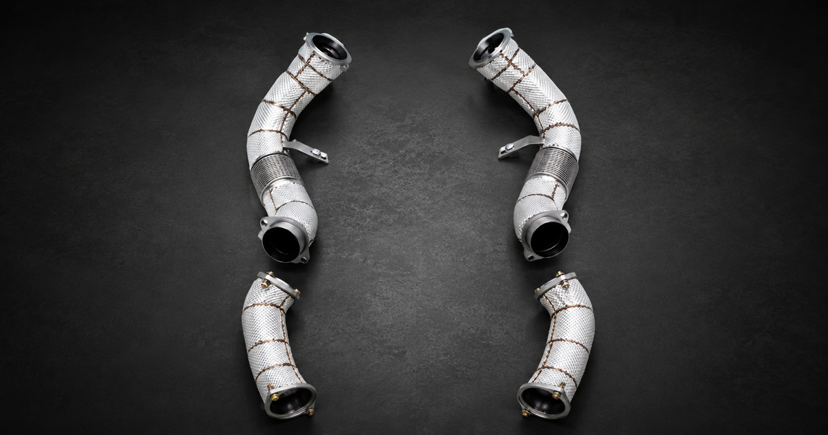 BTS F90 M5 S63 Race-Cat Downpipes & Midpipe Package – SS304 — Boost & Tune product image 1