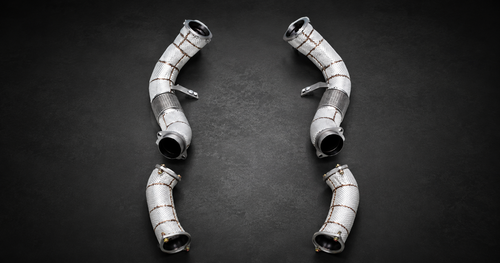 BTS F90 M5 S63 Race-Cat Downpipes & Midpipe Package – SS304 — Built by Boost & Tune product image 1