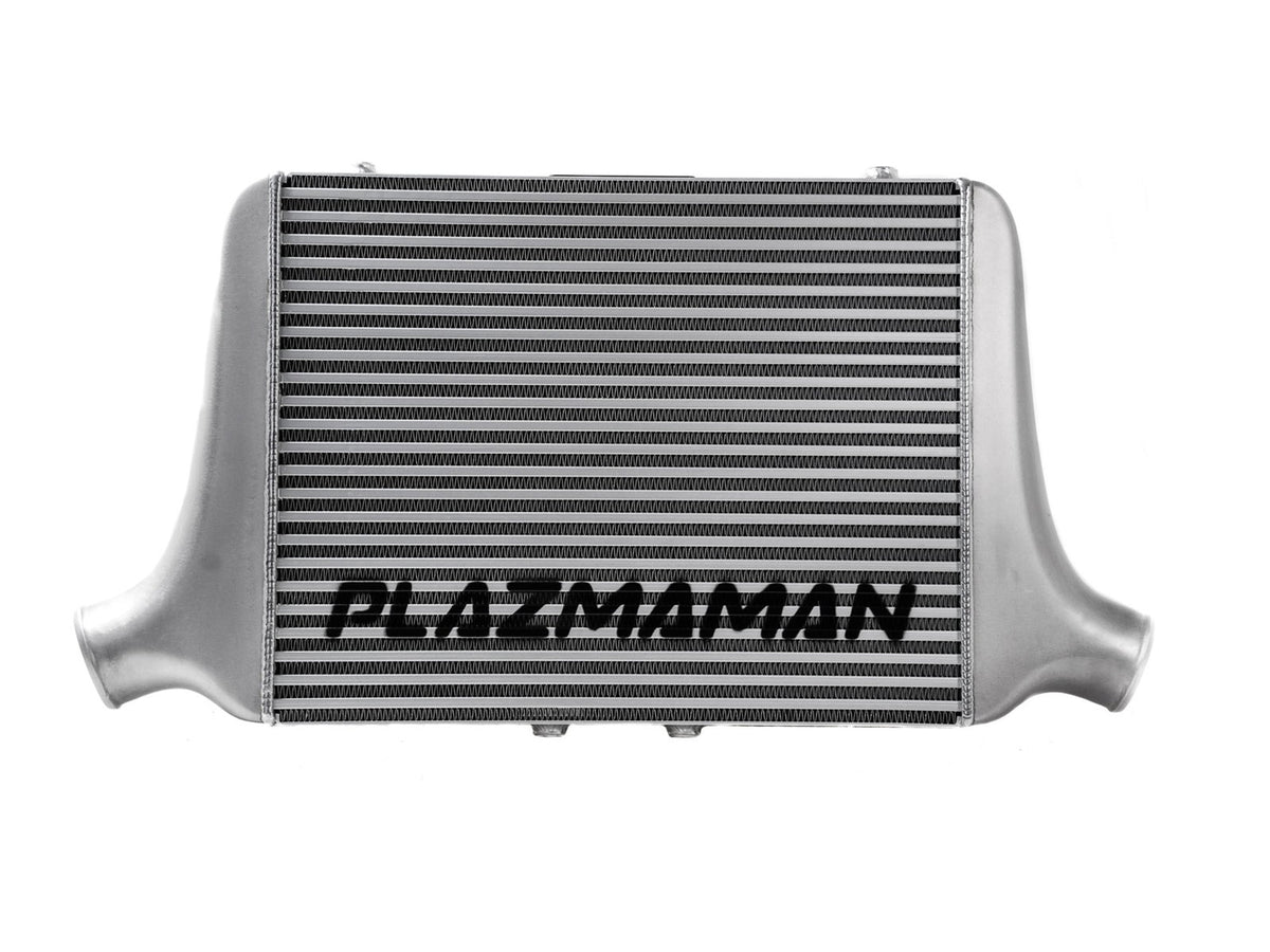 Plazmaman LS style Commodore 500 by 400 by 100 mm intercooler; finish and outlets vary