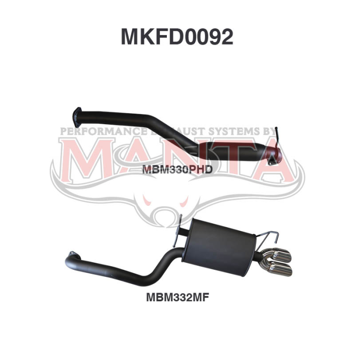 Manta Ford Falcon BA BF Barra XR6 NA Sedan Exhaust — Cat Back | 2.5in Single — Aluminised Steel — Medium — MKFD0092