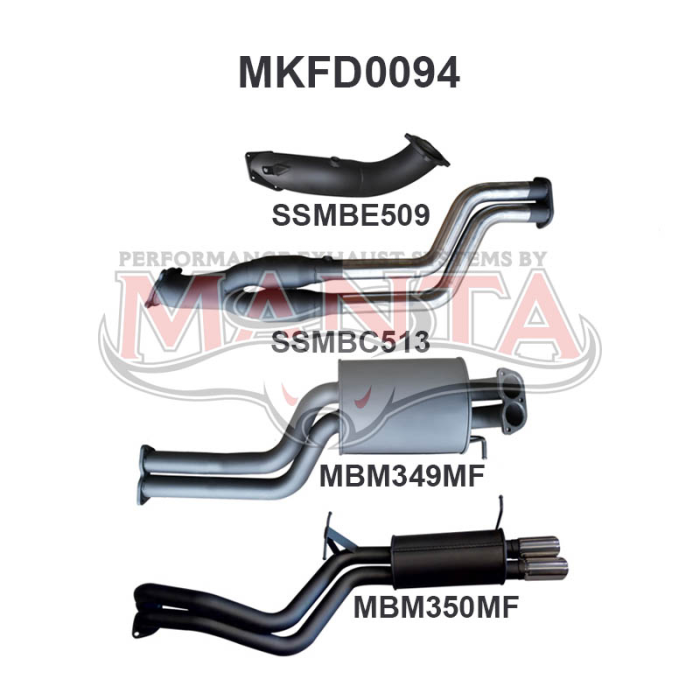Manta Ford Falcon BA BF Barra XR6 Turbo Sedan Exhaust — Turbo Back | 2.5in Dual — Aluminised Steel — Medium — MKFD0094