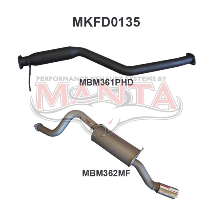 Manta Ford Falcon BA BF Barra XR6 NA Ute Exhaust — Cat Back | 2.5in Single — Aluminised Steel — Medium — MKFD0135