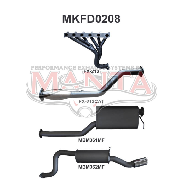 Manta Ford Falcon FG FG-X Barra XR6 NA Ute Exhaust — Full System | 2.5in Single — Aluminised Steel — Quiet — MKFD0208