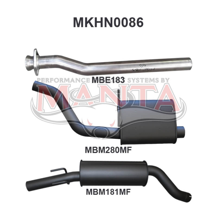 Manta Holden Commodore VT VU VX VY 3.8L V6 Exhaust System — Cat Back | 2.5in Single — Aluminised Steel — Quiet — MKHN0086