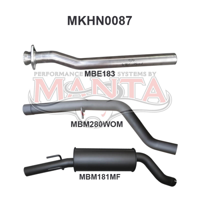 Manta Holden Commodore VT VU VX VY 3.8L V6 Exhaust System — Cat Back | 2.5in Single — Aluminised Steel — Loud — MKHN0087