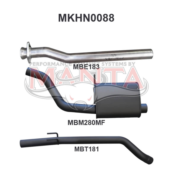 Manta Holden Commodore VT VU VX VY 3.8L V6 Exhaust System — Cat Back | 2.5in Single — Aluminised Steel — Medium — MKHN0088