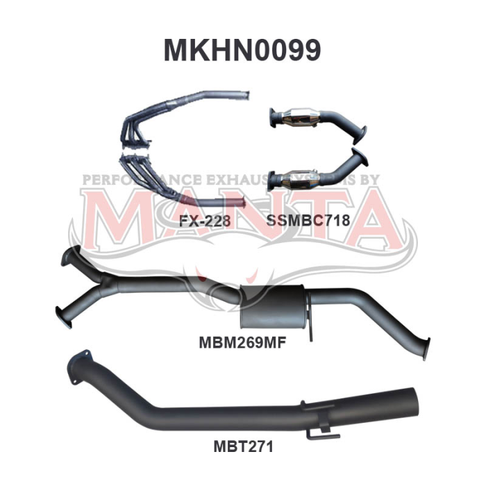 Manta Holden Commodore VZ 3.6L V6 Ute Wagon Exhaust System — Full System | 3in Single — Aluminised Steel — Medium — MKHN0099