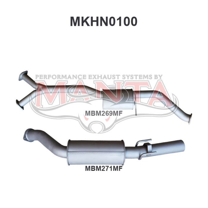 Manta Holden Commodore VZ 3.6L V6 Ute Wagon Exhaust System — Cat Back | 3in Single — Aluminised Steel — Quiet — MKHN0100