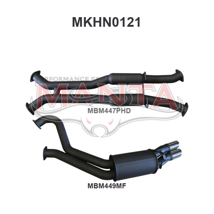 Manta Holden Commodore VT VX VY VZ LS V8 Sedan Exhaust System — Cat Back | 3in Dual — Aluminised Steel — Medium — MKHN0121